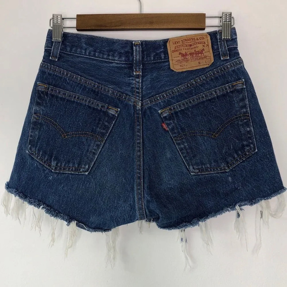 Levi's 501 Distressed Frayed Hem Patchwork High‎ Waist Denim Shorts Size XS - Picture 5 of 9